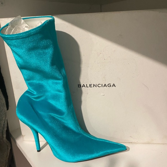 Balenciaga Shoes - balenciaga baby blue sock heels size 7!